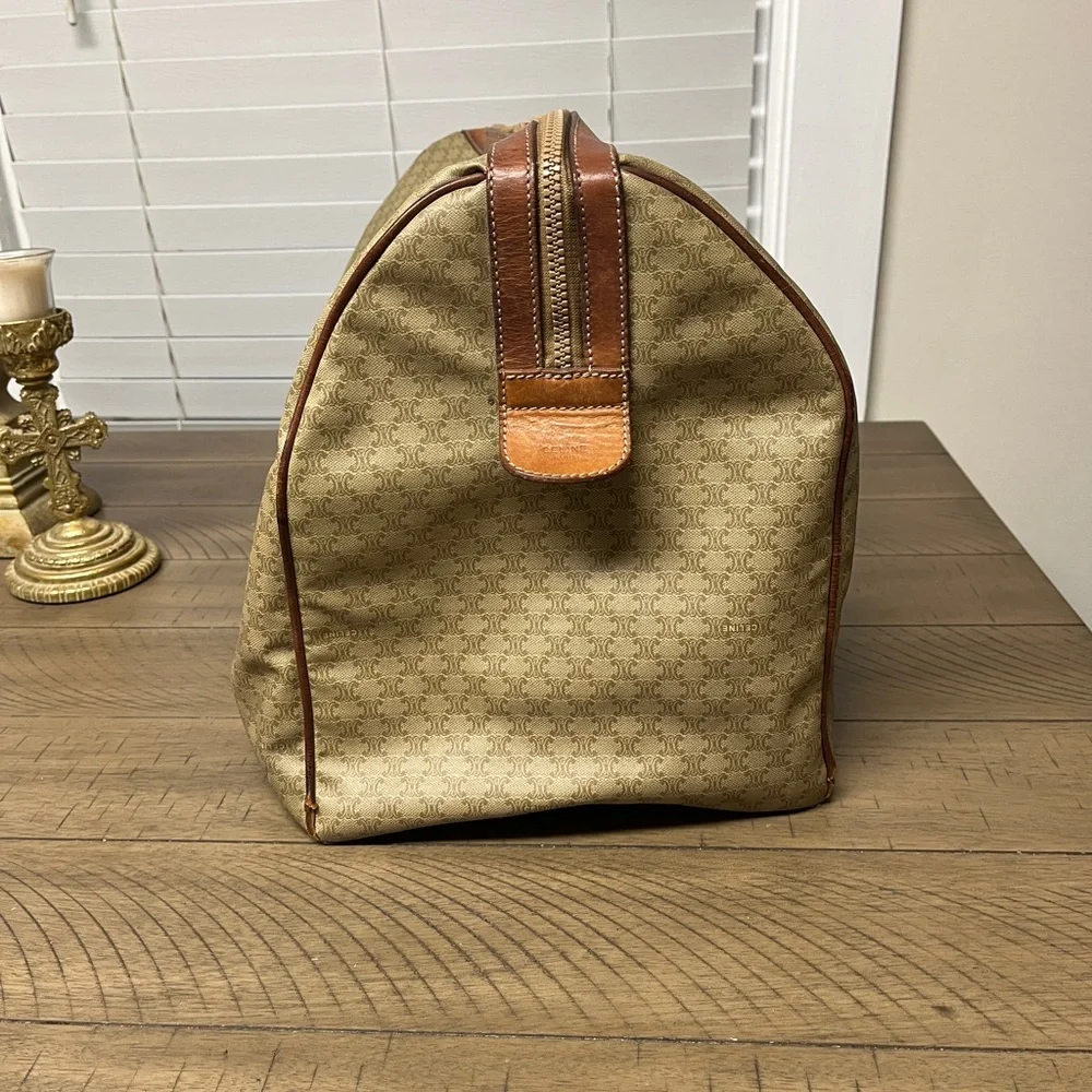 Celine Tan and Brown Duffel Bag, GUC, unisex bag, check pics for rubbed, 19x12”